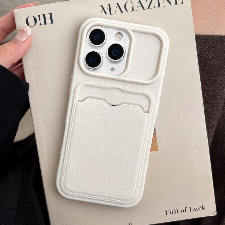 For iPhone 11 Pro Max Solid Color Lychee Texture Card Slot TPU Phone Case