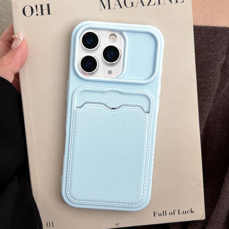 For iPhone 11 Pro Max Solid Color Lychee Texture Card Slot TPU Phone Case