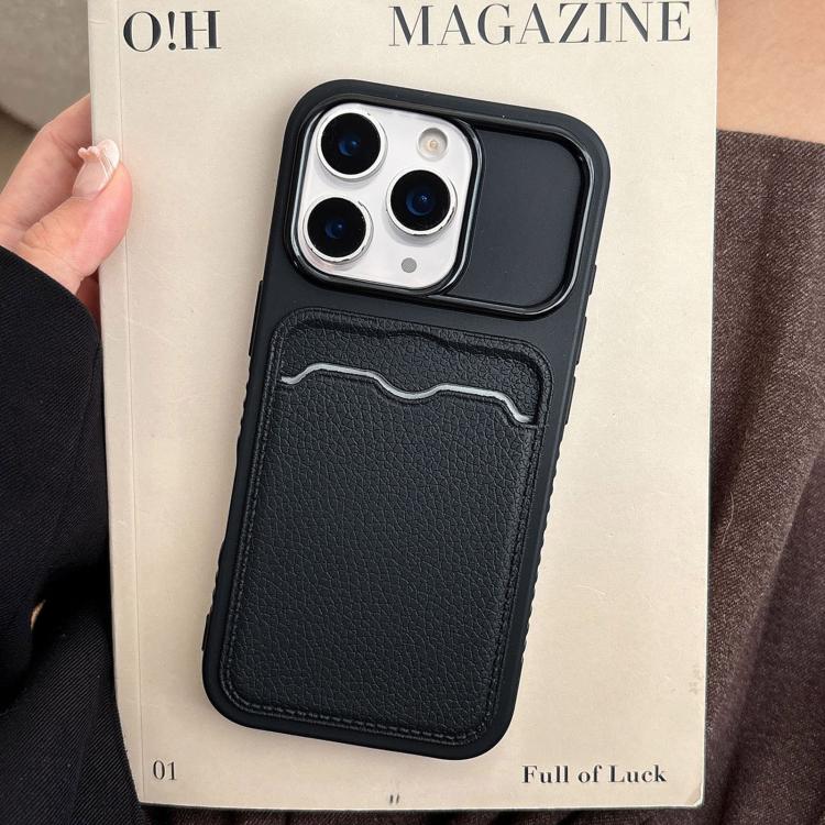For iPhone 11 Pro Max Solid Color Lychee Texture Card Slot TPU Phone Case