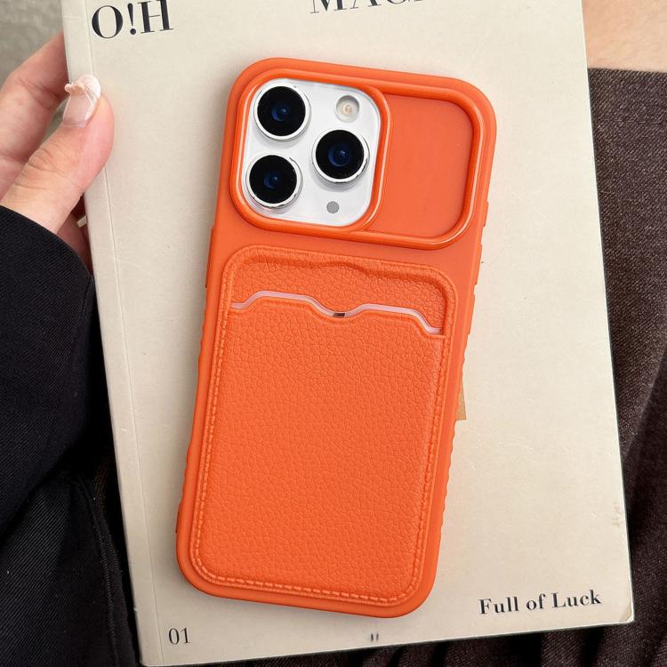 For iPhone 11 Pro Max Solid Color Lychee Texture Card Slot TPU Phone Case