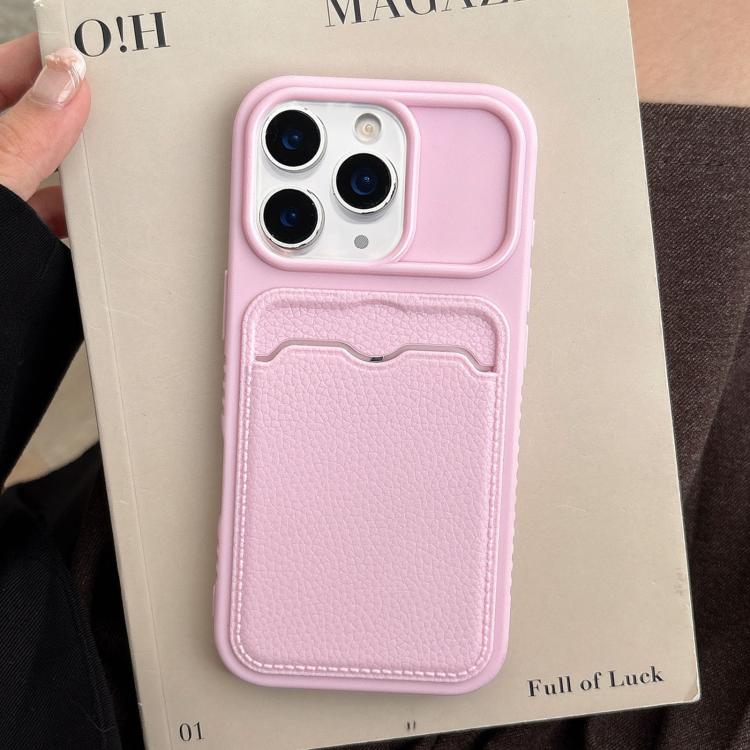 For iPhone 11 Pro Max Solid Color Lychee Texture Card Slot TPU Phone Case
