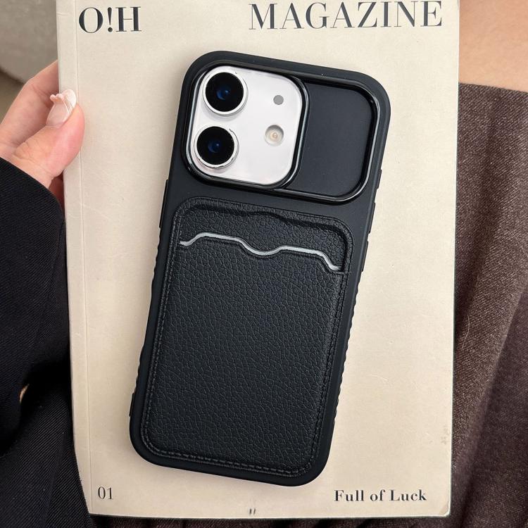 For iPhone 11 Solid Color Lychee Texture Card Slot TPU Phone Case