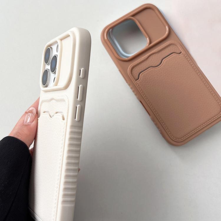 For iPhone 14 Solid Color Lychee Texture Card Slot TPU Phone Case