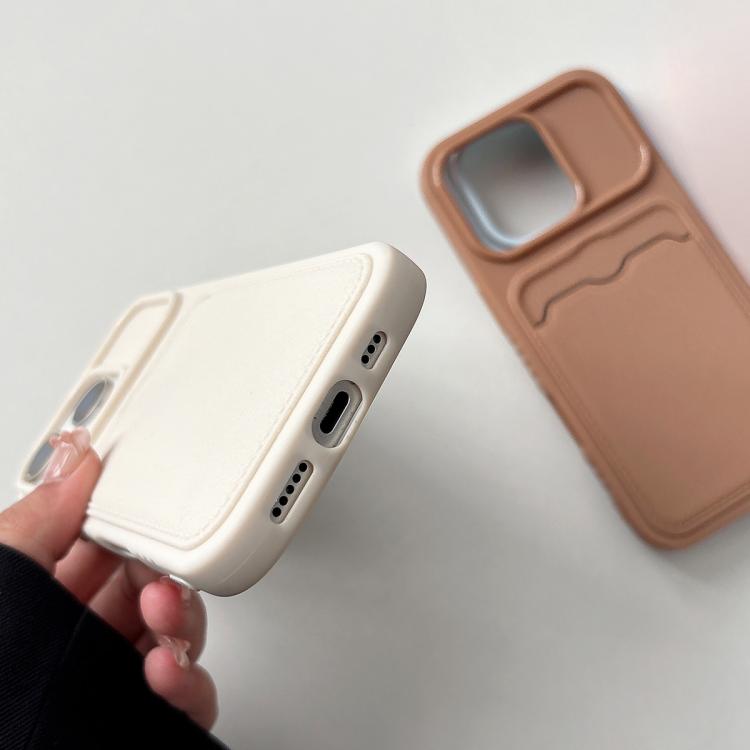 For iPhone 17 Pro Solid Color Lychee Texture Card Slot TPU Phone Case