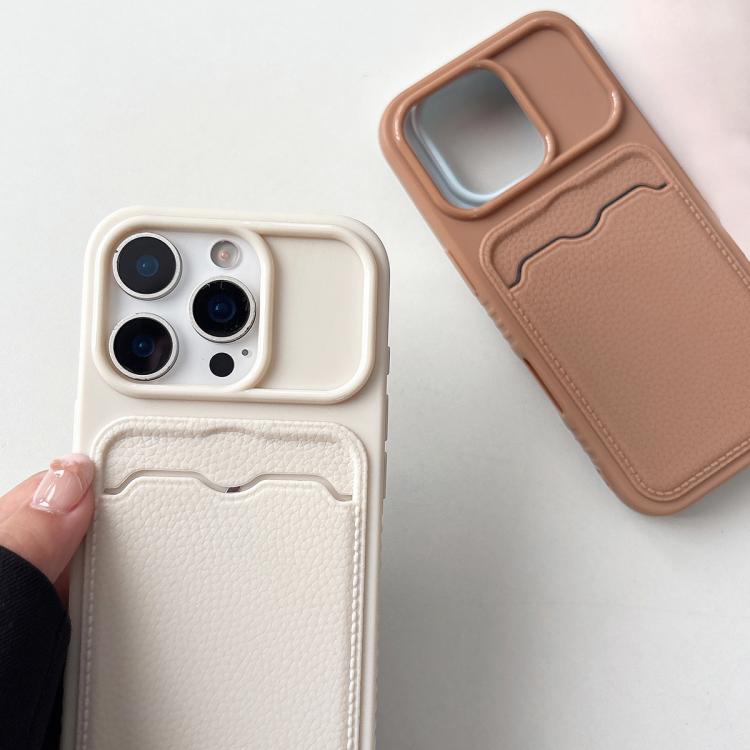 For iPhone 11 Pro Max Solid Color Lychee Texture Card Slot TPU Phone Case