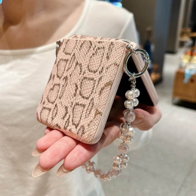 For Huawei nova Flip S Scale Texture Side Buckle Shockproof Phone Case with Bracelet - Pink
