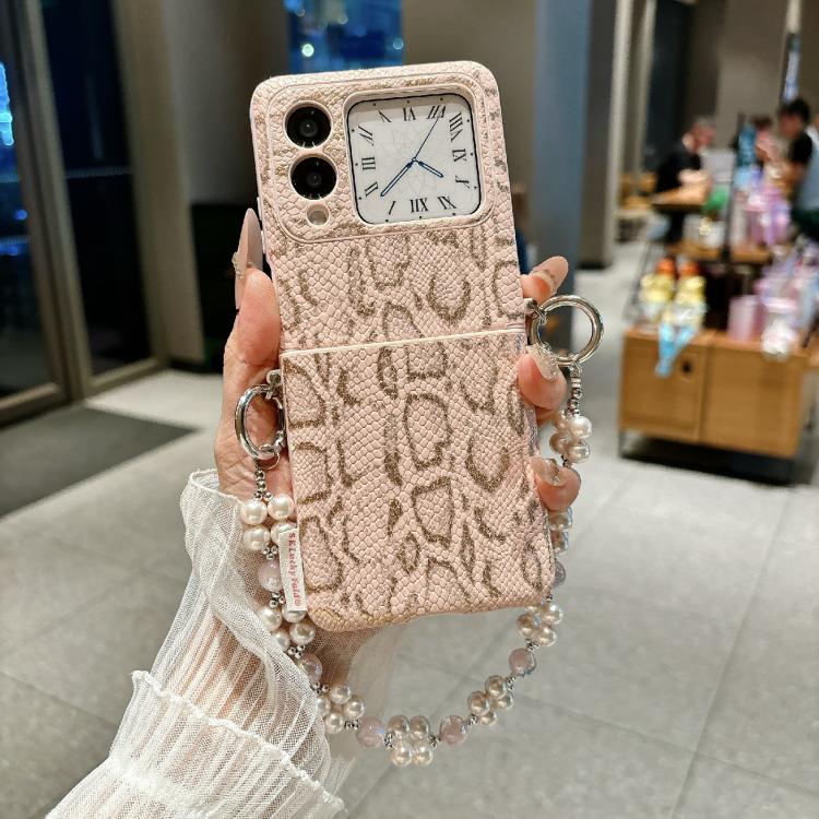 For Huawei nova Flip Scale Texture Side Buckle Shockproof Phone Case with Bracelet - Pink