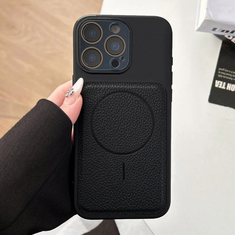 For iPhone 15 Pro Transforms Into 17 Lychee Leather Textured Magnetic TPU Phone Case