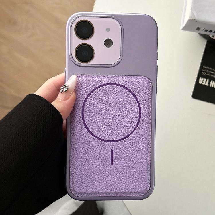 For iPhone 12 Transforms Into 17 Lychee Leather Textured Magnetic TPU Phone Case