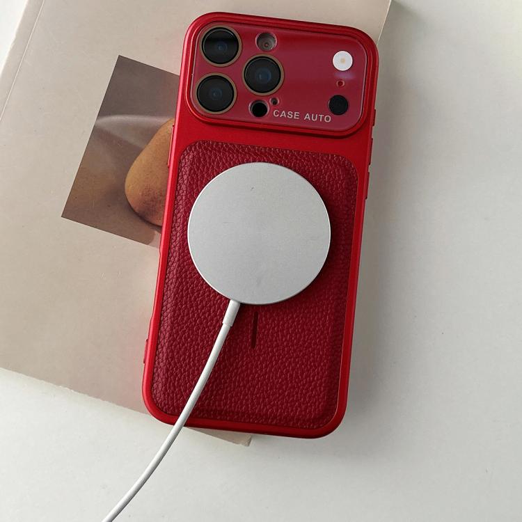 For iPhone 17 Pro Transforms Into 17 Lychee Leather Textured Magnetic TPU Phone Case