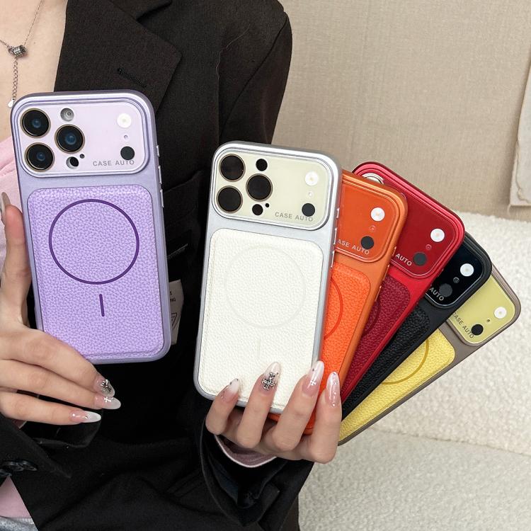 For iPhone 17 Pro Transforms Into 17 Lychee Leather Textured Magnetic TPU Phone Case