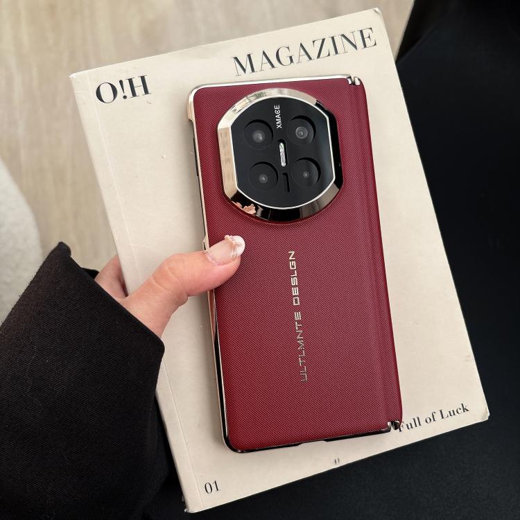 For Huawei Mate X7 Woven Leather Double Central Axis Magnetic Phone Case