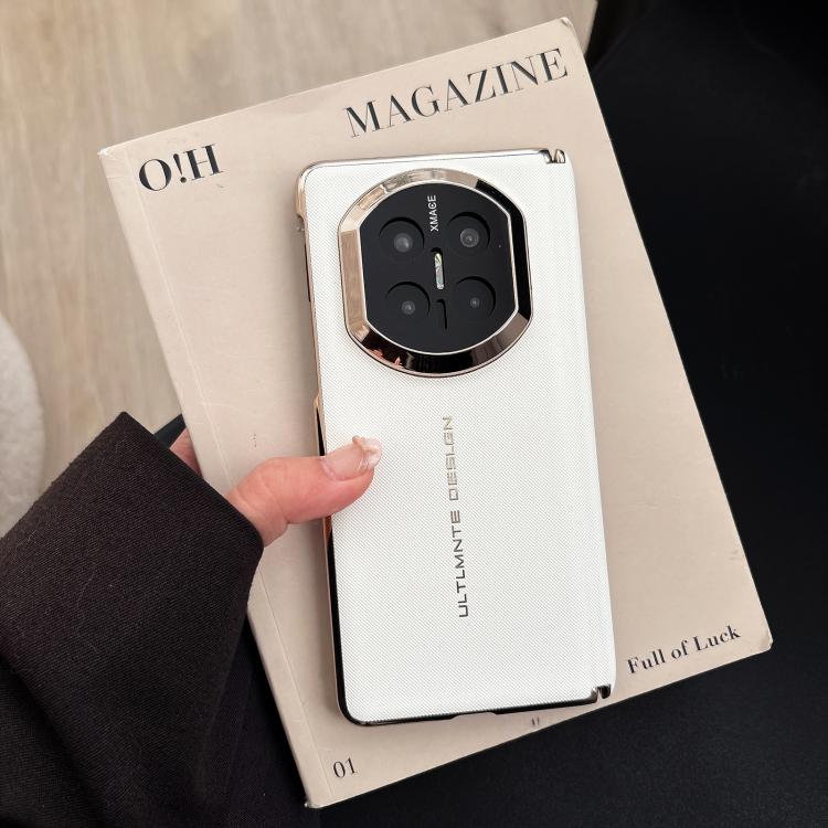 For Huawei Mate X7 Woven Leather Double Central Axis Magnetic Phone Case