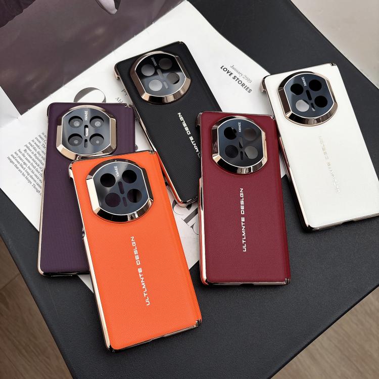 For Huawei Mate X7 Woven Leather Double Central Axis Magnetic Phone Case