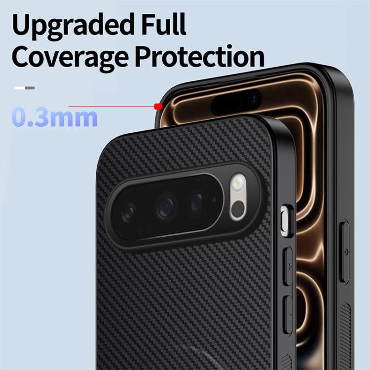 For Google Pixel 10 Pro WANLONFENG Kickstand Carbon Fiber Texture Magnetic Phone Case