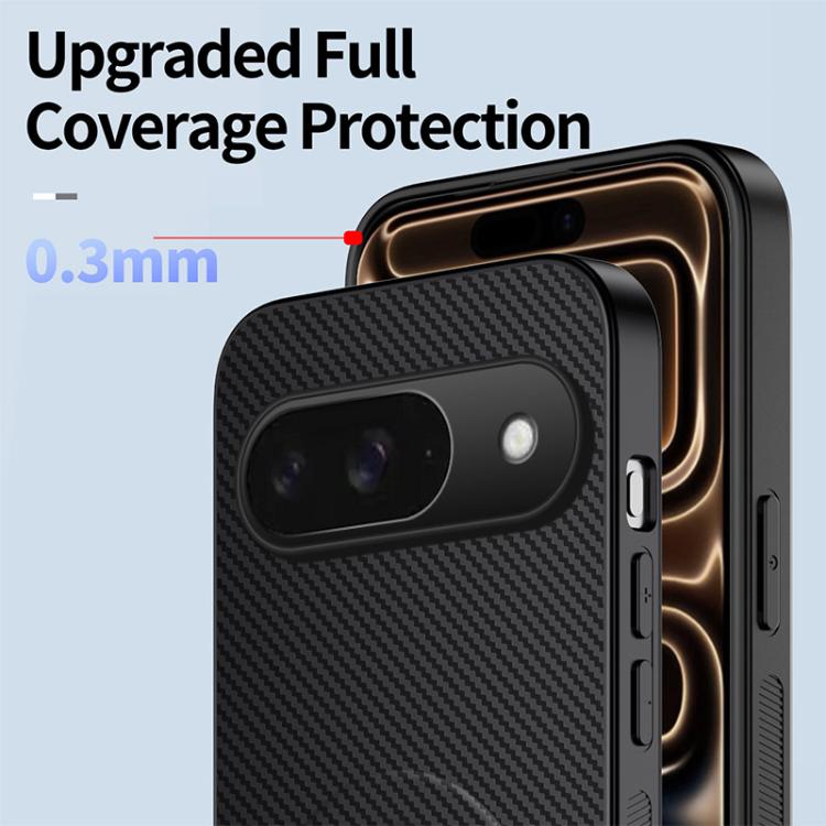 For Google Pixel 9 WANLONFENG Kickstand Carbon Fiber Texture Magnetic Phone Case