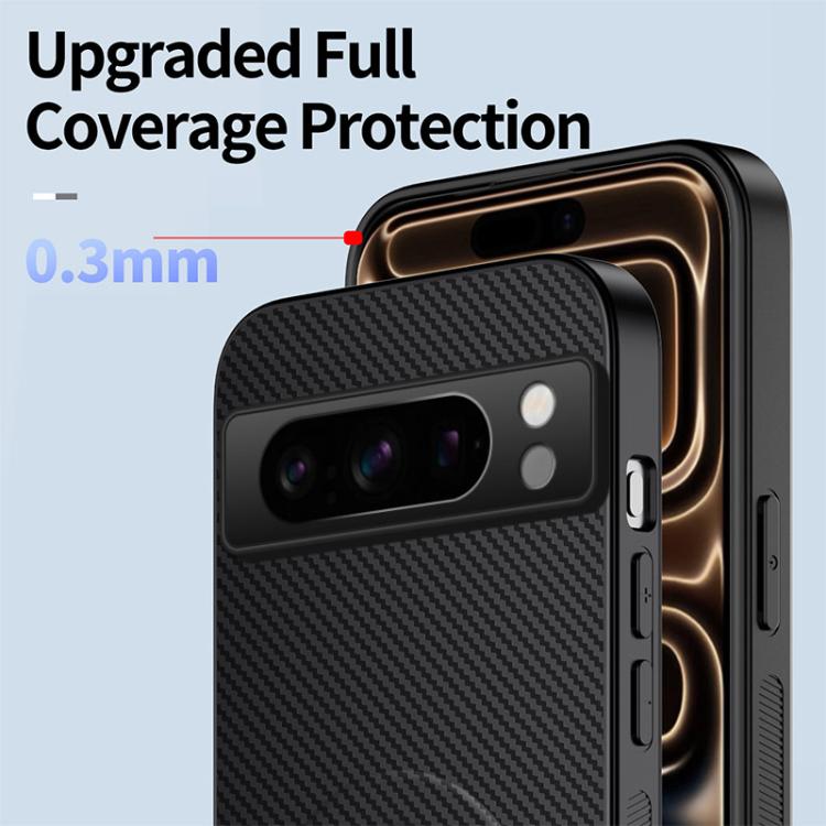 For Google Pixel 8 Pro WANLONFENG Kickstand Carbon Fiber Texture Magnetic Phone Case