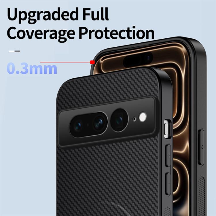 For Google Pixel 7 Pro WANLONFENG Kickstand Carbon Fiber Texture Magnetic Phone Case