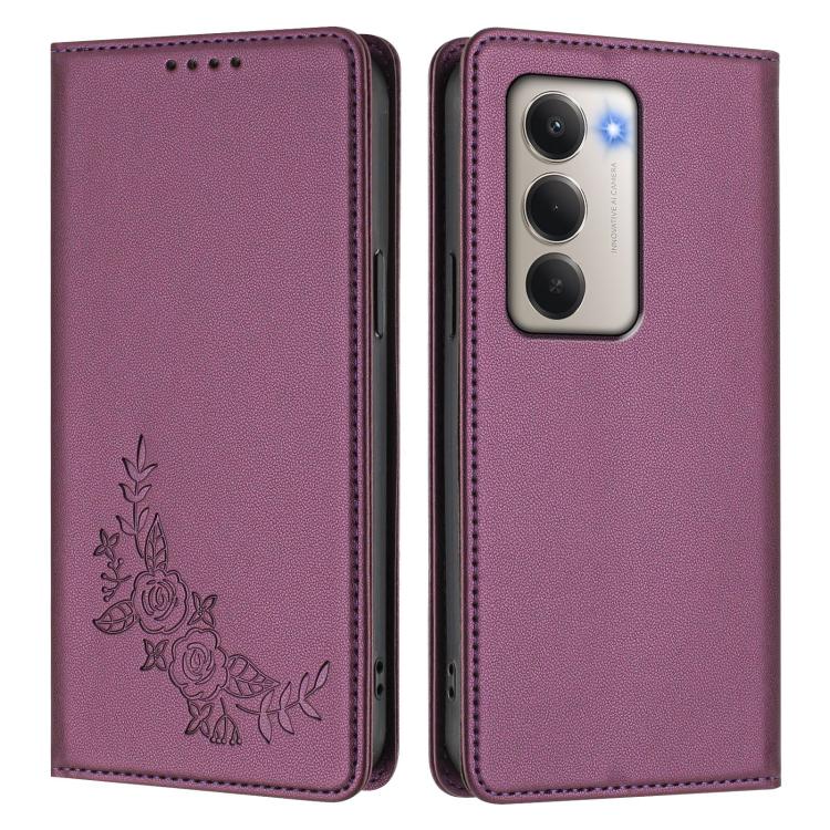 For Redmi 15 5G / 4G EU 171mm Peony Embossed Magnetic RFID Vegan Leather Phone Case