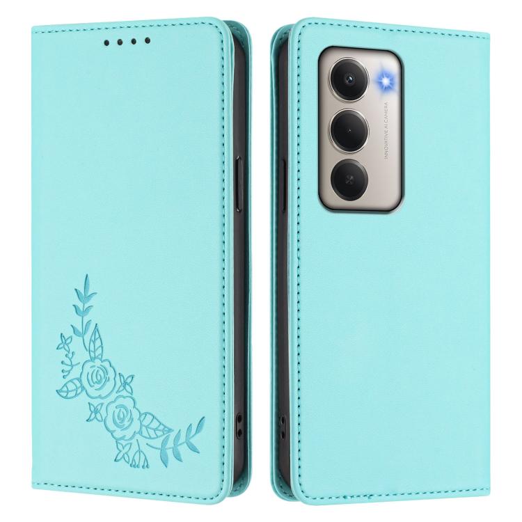 For Redmi 15 5G / 4G EU 171mm Peony Embossed Magnetic RFID Vegan Leather Phone Case