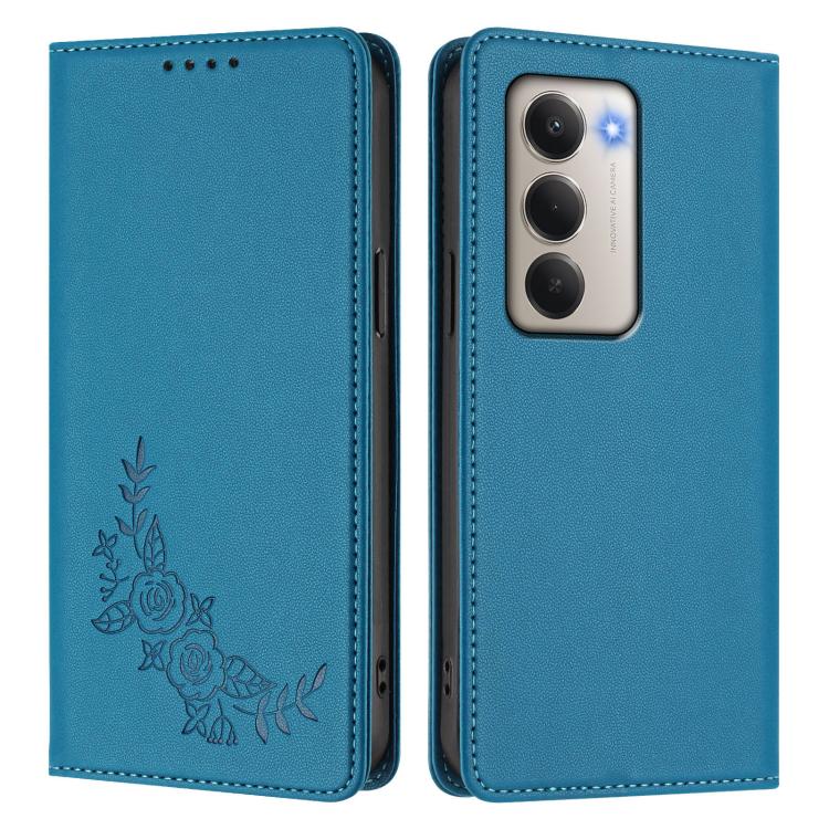 For Redmi 15 5G / 4G EU 171mm Peony Embossed Magnetic RFID Vegan Leather Phone Case