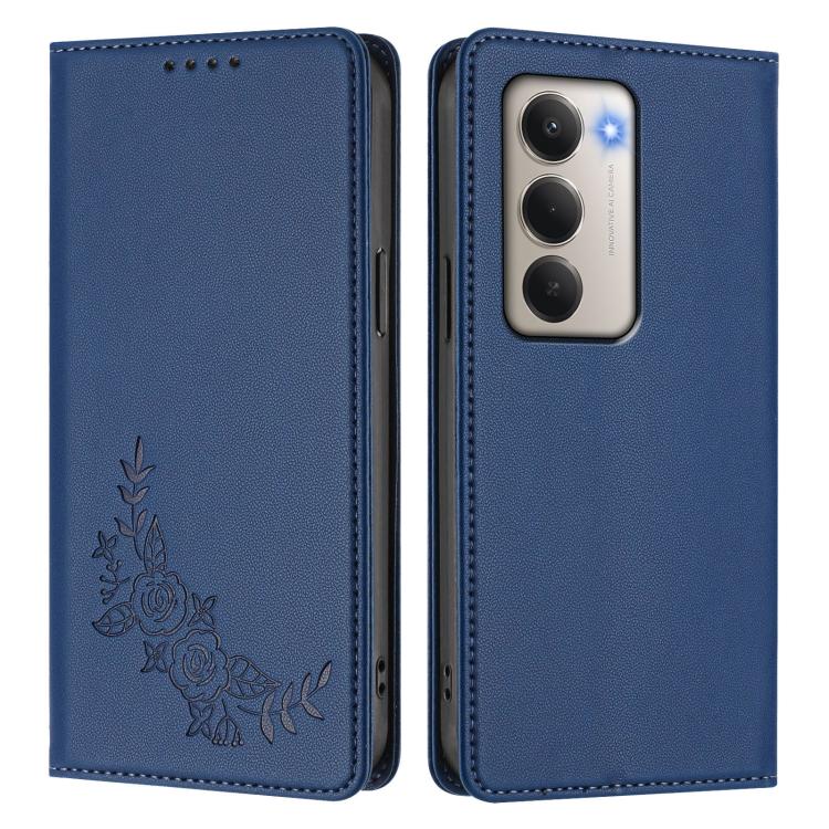 For Redmi 15 5G / 4G EU 171mm Peony Embossed Magnetic RFID Vegan Leather Phone Case
