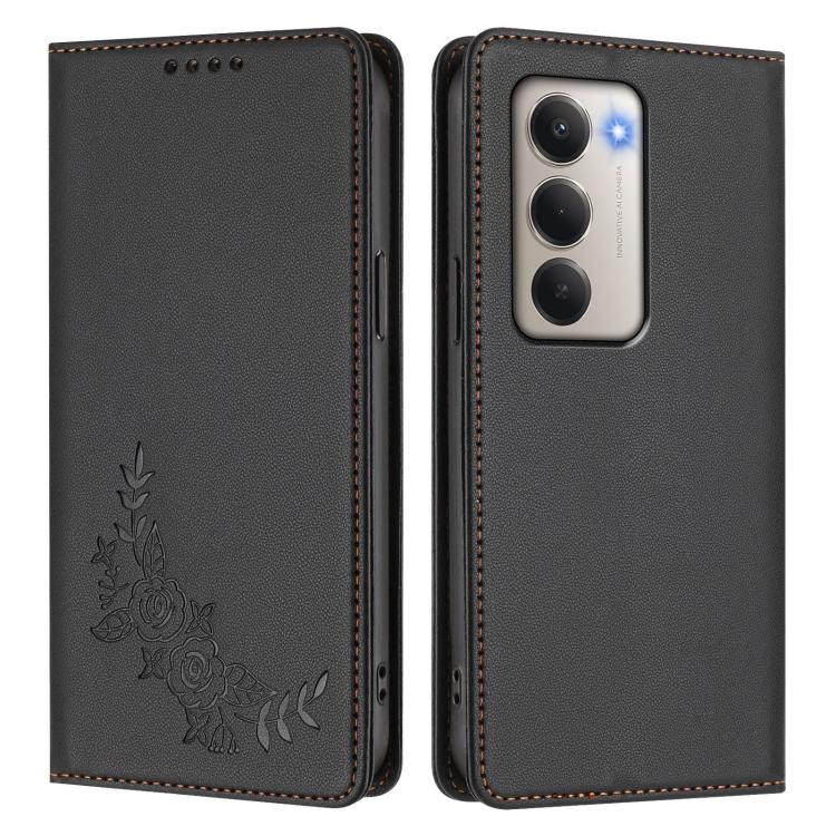 For Redmi 15 5G / 4G EU 171mm Peony Embossed Magnetic RFID Vegan Leather Phone Case