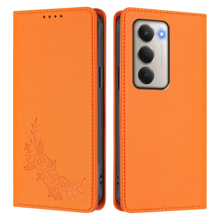 For Redmi 15 5G Global / 15 4G SEA 169.5mm Peony Embossed Magnetic RFID Vegan Leather Phone Case