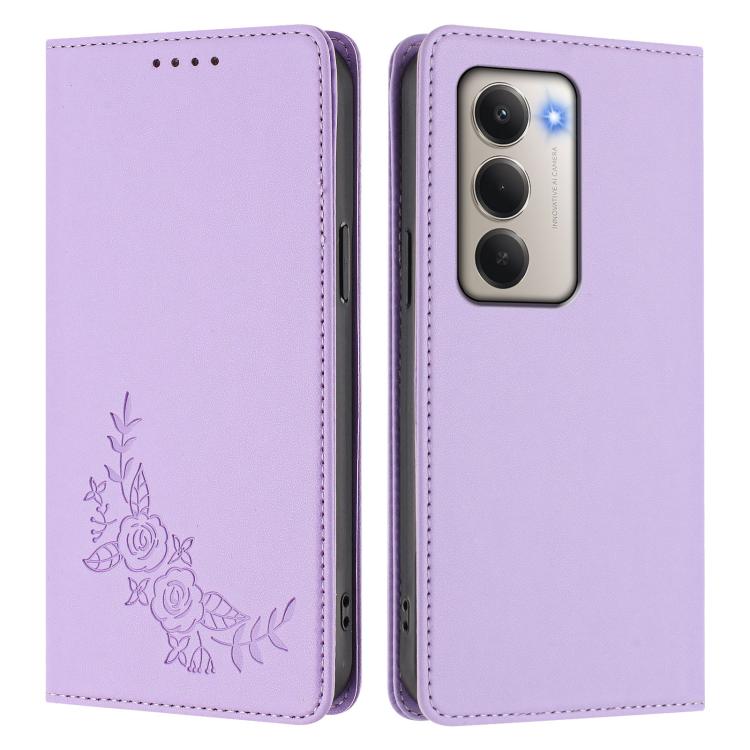 For Redmi 15 5G Global / 15 4G SEA 169.5mm Peony Embossed Magnetic RFID Vegan Leather Phone Case