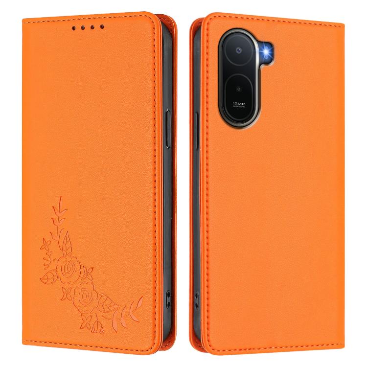 For Redmi A7 Pro 171mm / Poco C85x 5G Peony Embossed Magnetic RFID Vegan Leather Phone Case