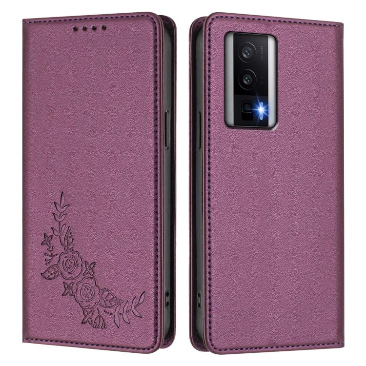 For Redmi K60 / K60 Pro / Poco F5 Pro Peony Embossed Magnetic RFID Vegan Leather Phone Case