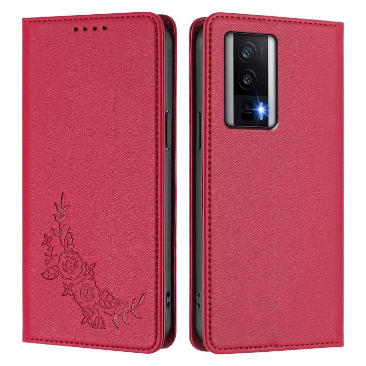 For Redmi K60 / K60 Pro / Poco F5 Pro Peony Embossed Magnetic RFID Vegan Leather Phone Case