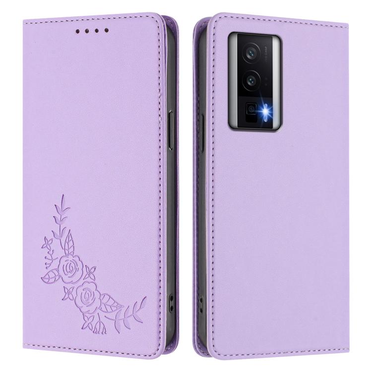 For Redmi K60 / K60 Pro / Poco F5 Pro Peony Embossed Magnetic RFID Vegan Leather Phone Case
