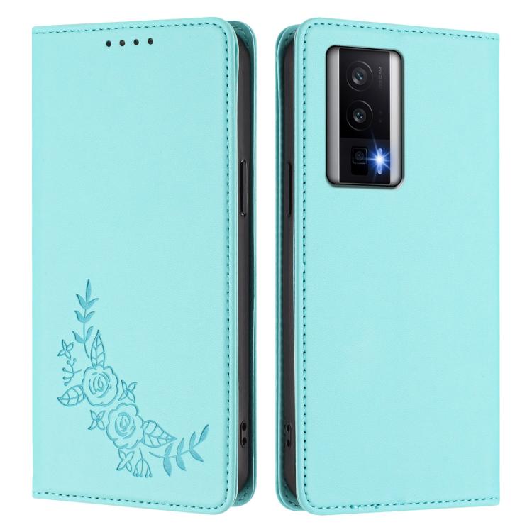 For Redmi K60 / K60 Pro / Poco F5 Pro Peony Embossed Magnetic RFID Vegan Leather Phone Case