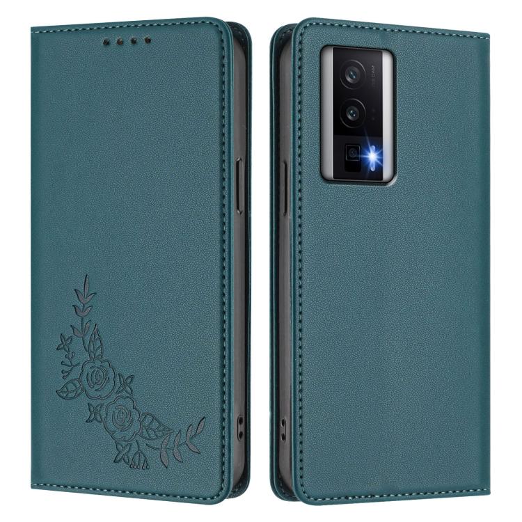 For Redmi K60 / K60 Pro / Poco F5 Pro Peony Embossed Magnetic RFID Vegan Leather Phone Case