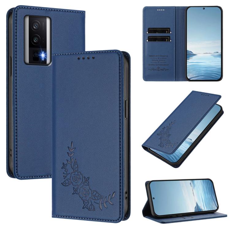 For Redmi K60 / K60 Pro / Poco F5 Pro Peony Embossed Magnetic RFID Vegan Leather Phone Case