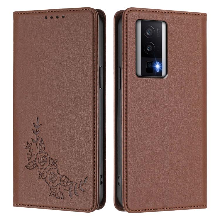 For Redmi K60 / K60 Pro / Poco F5 Pro Peony Embossed Magnetic RFID Vegan Leather Phone Case