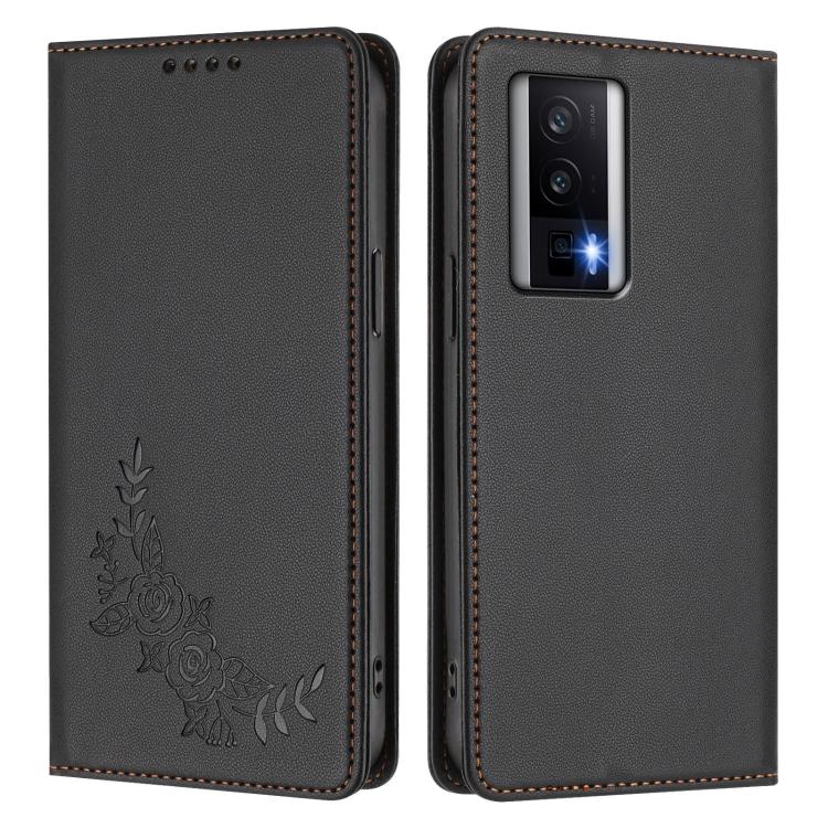 For Redmi K60 / K60 Pro / Poco F5 Pro Peony Embossed Magnetic RFID Vegan Leather Phone Case