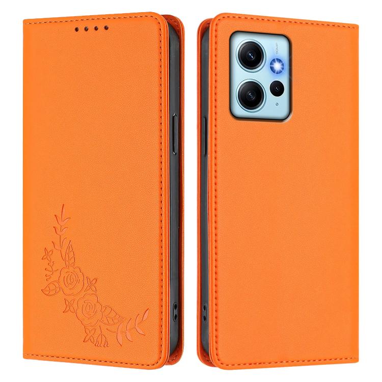 For Redmi Note 12 4G Global Peony Embossed Magnetic RFID Vegan Leather Phone Case