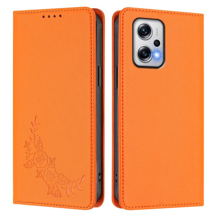 For Redmi Note 12T Pro / Poco X4 GT 5G Peony Embossed Magnetic RFID Vegan Leather Phone Case