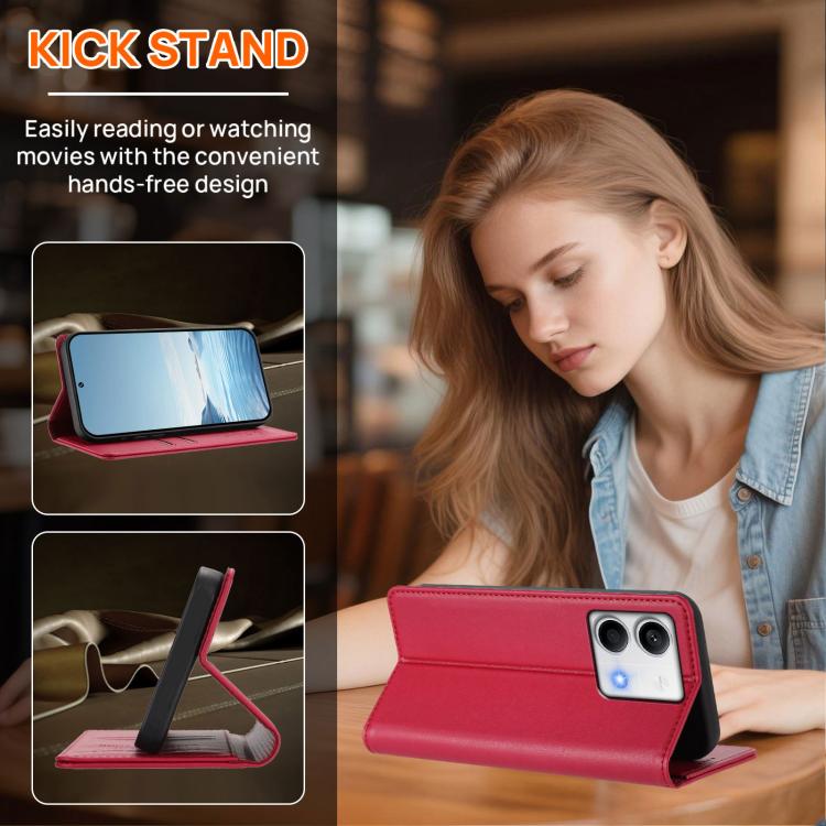 For Redmi Note 13 5G Global Peony Embossed Magnetic RFID Vegan Leather Phone Case