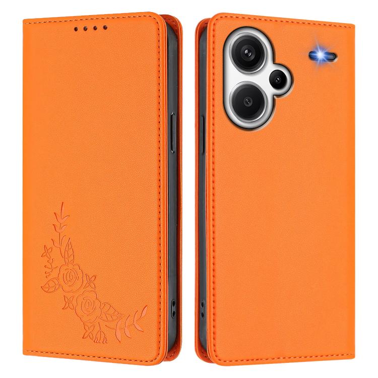 For Redmi Note 13 Pro+ 5G Peony Embossed Magnetic RFID Vegan Leather Phone Case