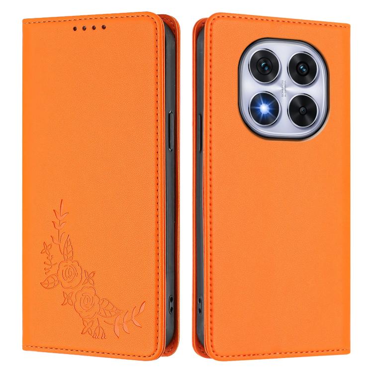 For Redmi Note 14 Pro 5G / Poco X7 5G Peony Embossed Magnetic RFID Vegan Leather Phone Case