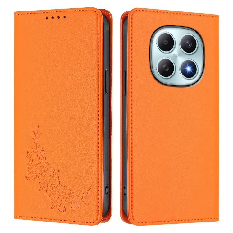 For Redmi Note 15 5G / 4G 164mm / Poco M8 5G Peony Embossed Magnetic RFID Vegan Leather Phone Case