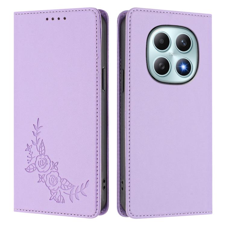 For Redmi Note 15 5G / 4G 164mm / Poco M8 5G Peony Embossed Magnetic RFID Vegan Leather Phone Case