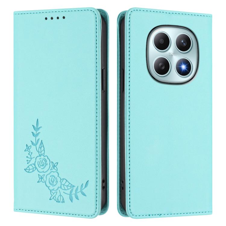 For Redmi Note 15 5G / 4G 164mm / Poco M8 5G Peony Embossed Magnetic RFID Vegan Leather Phone Case