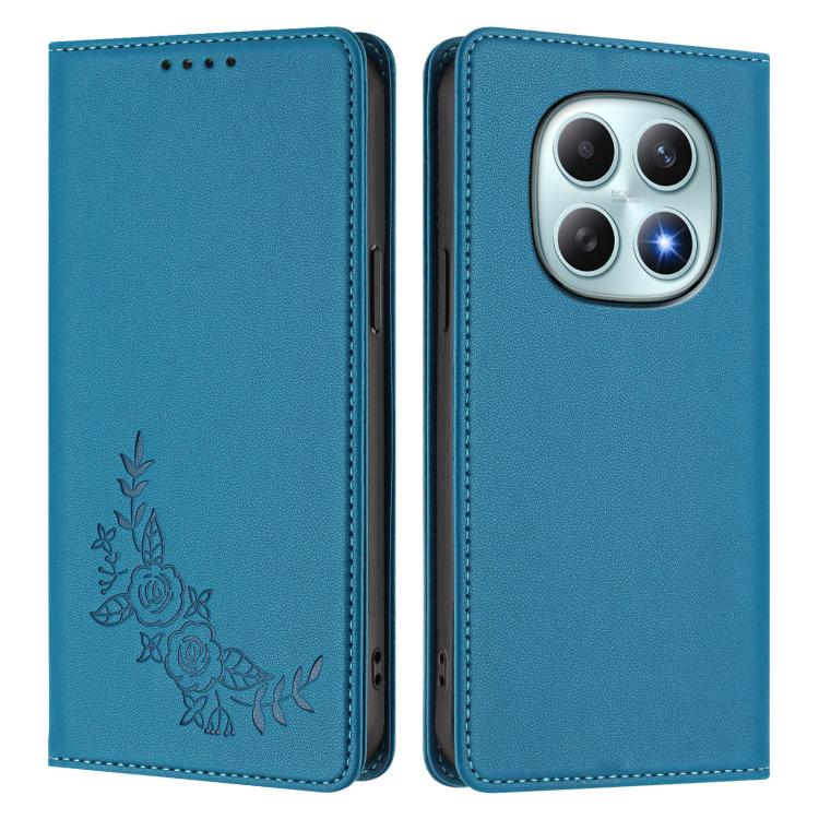 For Redmi Note 15 5G / 4G 164mm / Poco M8 5G Peony Embossed Magnetic RFID Vegan Leather Phone Case