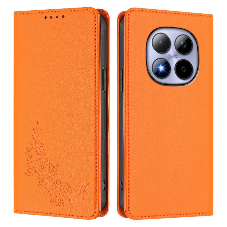 For Redmi Note 15 Pro 4G Global 163.2mm Peony Embossed Magnetic RFID Vegan Leather Phone Case
