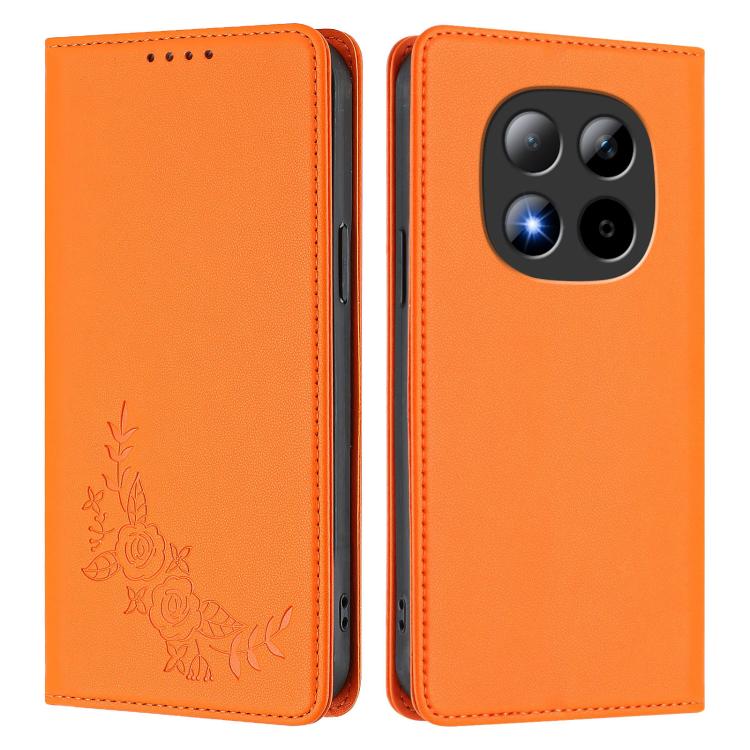 For Redmi Note 15 Pro 5G Global 163.6mm Peony Embossed Magnetic RFID Vegan Leather Phone Case
