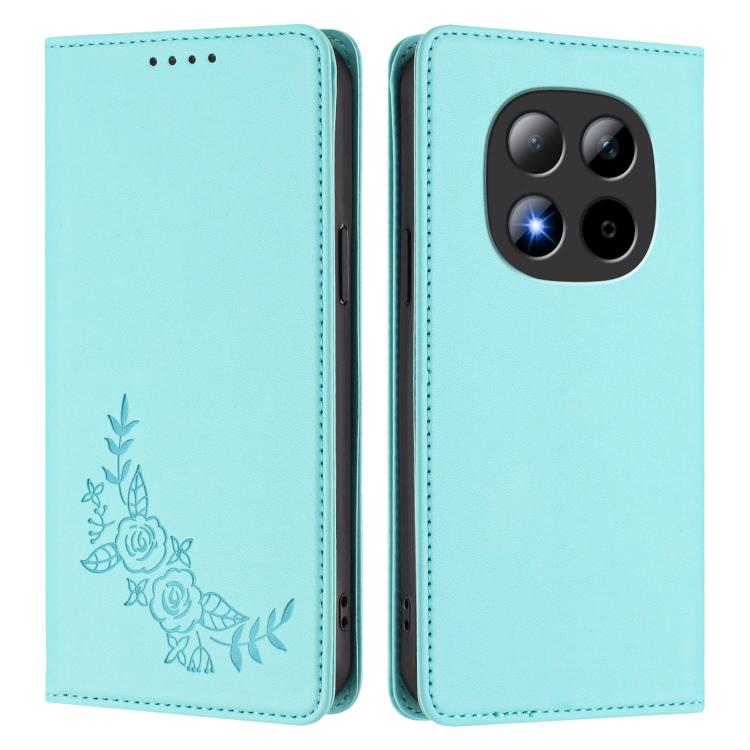 For Redmi Note 15 Pro 5G Global 163.6mm Peony Embossed Magnetic RFID Vegan Leather Phone Case